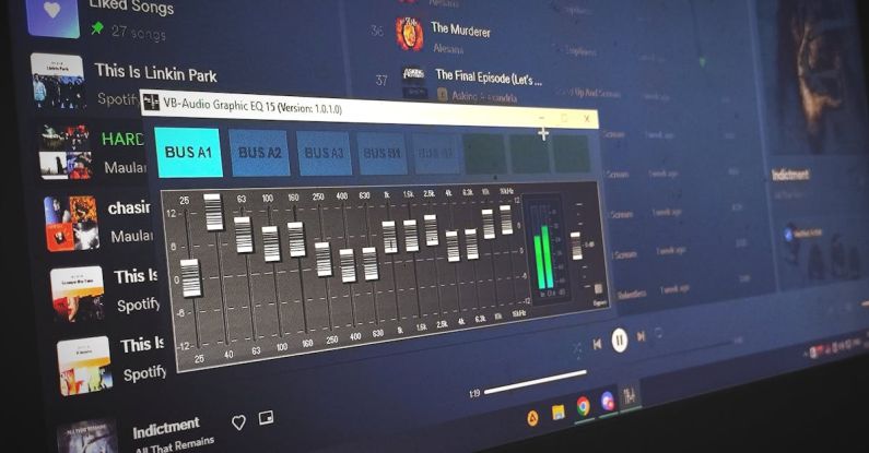 CRM Software - A computer screen showing a music player